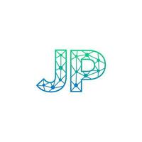 abstract brief jp logo ontwerp met lijn punt verbinding voor technologie en digitaal bedrijf bedrijf. vector