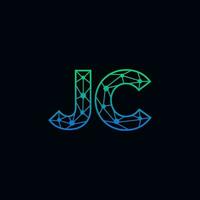 abstract brief jc logo ontwerp met lijn punt verbinding voor technologie en digitaal bedrijf bedrijf. vector