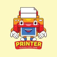 printer mascotte logo vector in platte ontwerpstijl