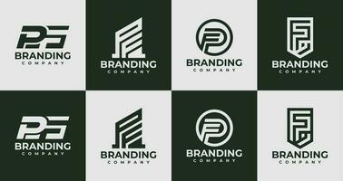 reeks van eerste brief p f pf logo ontwerp branding. minimalistische logo pf ontwerp. vector