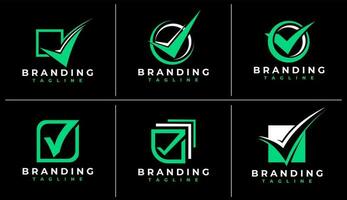 minimalistische lijn vinkje logo ontwerp sjabloon. modern controleren lijst logo merk. vector