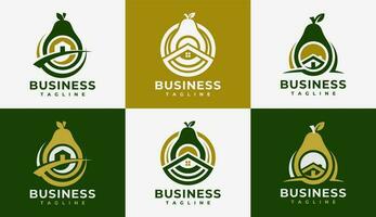 luxe echt landgoed avocado logo ontwerp merk. elegantie huis avocado fruit logo. vector