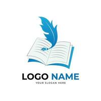 pen schacht boek logo schrijven Aan een Open boek vector sjabloon