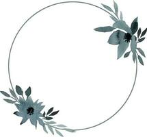 waterverf ronde kader met bloemen. de bloemen kader is monochroom. botanisch illustratie minimaal stijl. waterverf bloemen voor het drukken Aan ansichtkaarten, spandoeken, notebooks vector