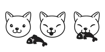 kat vector icoon katje calico aan het eten vis Zalm tonijn logo tekenfilm karakter illustratie tekening