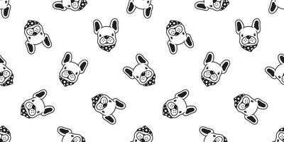 hond naadloos patroon vector Frans bulldog polka punt sjaal tekenfilm karakter illustratie herhaling behang tegel achtergrond