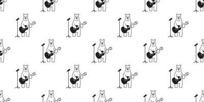 beer naadloos patroon vector polair beer gitaar zingen sjaal geïsoleerd tekenfilm illustratie tegel achtergrond herhaling behang