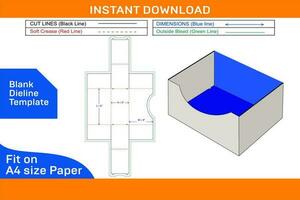 karton vouwen dienblad doos dieline sjabloon en 3d geven het dossier doos ontwerp blanco dieline sjabloon vector