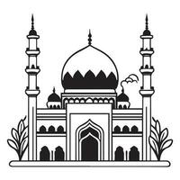 deze is Islamitisch moskee vector lijn kunst illustratie, moskee lijn kunst silhouet, moskee silhouet, moskee vector.