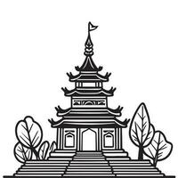 tempel vector silhouet illustratie, deze is een tempel vector