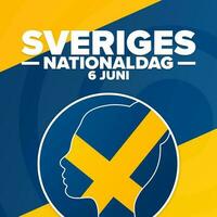 opschrift in Zweeds middelen nationaal dag van Zweden, juni 6. vakantie concept. sjabloon voor achtergrond, banier, kaart, poster met tekst inscriptie. vector eps10 illustratie.