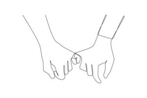 doorlopend een lijn tekening vriendschap met de weinig vinger. vriendschap dag concept. single lijn tekening ontwerp grafisch vector illustratie