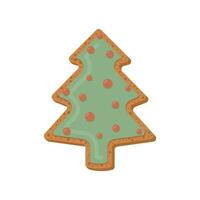 Kerstmis koekjes met groen suikerglazuur schattig Kerstmis boom. vector Kerstmis illustratie.