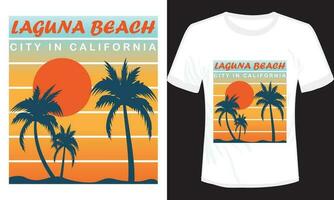 laguna strand zomer zonsondergang tijd t-shirt ontwerp vector illustratie