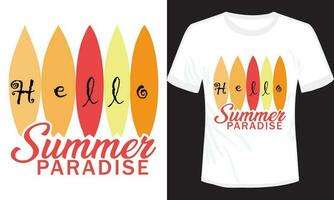 Hallo zomer paradijs vleet t-shirt ontwerp vector illustratie