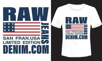 rauw denim t-shirt ontwerp vector illustratie