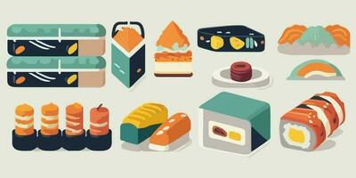 sushi fantasie, speels vector illustratie brengen smakelijk broodjes naar leven
