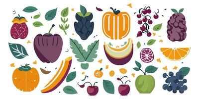 vector illustratie van vers geplukt fruit in een mand