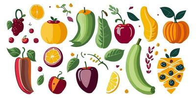 vector illustratie van divers sappig fruit in een kom