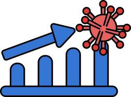 virus toenemen diagram icoon in rood en blauw kleur. vector