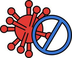 Nee virus icoon in rood en blauw kleur. vector