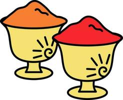 illustratie van twee vermiljoen pot rood en oranje kleur poeder icoon in vlak stijl. vector