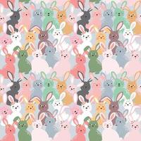 schattig kleurrijk konijnen naadloos patroon op pastel blauwe achtergrond voor kinderproduct, mode, stof, textiel, print of behang vector