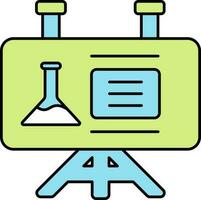 chemisch of geneeskunde Onderzoek presentatie bord icoon in groen en blauw kleur. vector