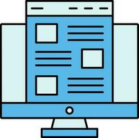blauw kleur website in bureaublad icoon. vector