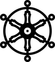 vector illustratie van dharma wiel in zwart en wit kleur.