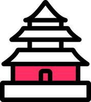 vector illustratie van boeddhistisch tempel of pagode icoon in roze en wit kleur.