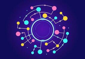 abstract sociaal netwerk vector illustratie met veelhoekige cirkels vormen, moleculen technologie en Verbinden dots of lijnen in hand- getrokken Sjablonen