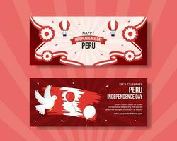 Peru onafhankelijkheid dag horizontaal banier illustratie tekenfilm hand- getrokken Sjablonen achtergrond vector
