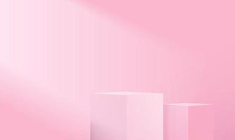 3D-weergave product abstracte minimale scène met geometrische podium platform cilinder achtergrond vector 3D-rendering met podiumstandaard voor cosmetische producten podium showcase op voetstuk 3d roze studio