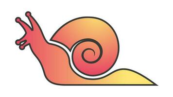 oranje geel slak met een schelp geïsoleerd Aan wit achtergrond. klein logo. vector