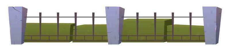 staal hek met beton berichten in tekenfilm stijl vector