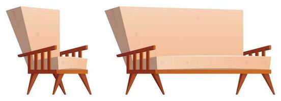 tekenfilm fauteuil en sofa vector illustratie geïsoleerd Aan wit