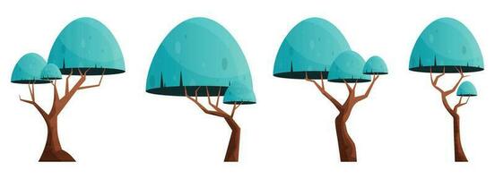 kleurrijk tekenfilm boom verzameling geïsoleerd Aan wit. Woud bomen vector illustratie