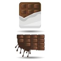 geopende chocoladereep en gesmolten versie vector pictogram