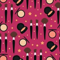 borstels voor make-uppoeder en blozen naadloze patroon cosmetische set voor vrouwen vector