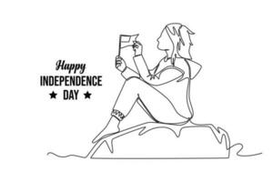doorlopend een lijn tekening 4e van juli. gelukkig onafhankelijkheid dag concept. single lijn trek ontwerp vector grafisch illustratie.