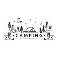 camping logo gemakkelijk lijn kunst ontwerp wild natuur avontuur vector illustratie