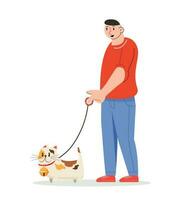 Mens wandelen met een hond vector illustratie