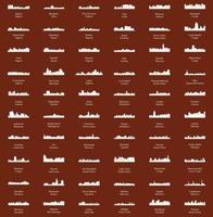 set van 60 stadssilhouetten uit Afrika vector