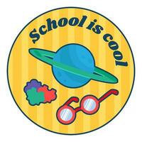 tekenfilm ronde sticker school- is koel vector