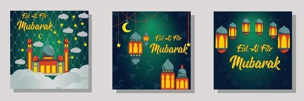 gelukkige eid mubarak groet achtergrond ontwerpsjabloon collectie vector