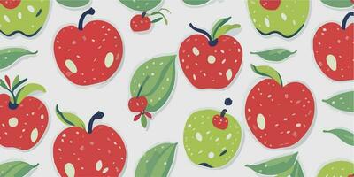 grillig vraag me af, appel patronen Aan hand getekend en grillig geïllustreerd achtergronden vector