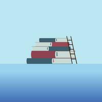 een stack van boeken met de woord bibliotheek Aan de top. vector