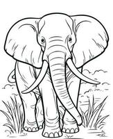 kleur bladzijde van tekenfilm baby olifant vector illustratie voor kleur boek, hand- getrokken vector kleur bladzijde van cartoonesk baby olifant. kleur bladzijde voor kinderen en volwassenen.