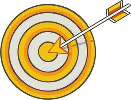 vlak stijl symbool van een doelwit bord met een pijl. vector